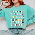 Halloween Alphabet ABCs Learning Kindergarten Teacher Men Women Kids Comfort Colors Sweatshirt Chalky Mint