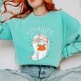 Halloween Cute Ghost Book Reading Teacher Comfort Colors Sweatshirt Chalky Mint