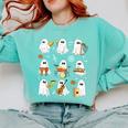 Halloween Ghost Playing Musical Instruments Music Teacher Comfort Colors Sweatshirt Chalky Mint Halloween Ghost Playing Musical Instruments Music Teacher Comfort Colors Sweatshirt Chalky Mint