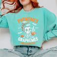 Halloween Skeleton Teacher Phonemes Graphemes Caffeine Lover Comfort Colors Sweatshirt Chalky Mint