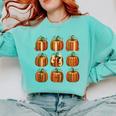 Halloween Teacher Fall Book Pumpkin Retro Reading Comfort Colors Sweatshirt Chalky Mint