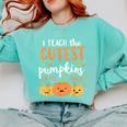 Halloween Teacher I Teach The Cutest Pumpkins In The Patch Comfort Colors Sweatshirt Chalky Mint