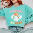 Halloween Teacher Teaching My Boos Costume Teacher Men Women Comfort Colors Sweatshirt Chalky Mint