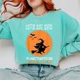 Halloween Teacher Witch Lets Eat Kids Punctuation Comfort Colors Sweatshirt Chalky Mint