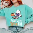 Halloween Teacher Women Cute Reading Ghost Read More Books Comfort Colors Sweatshirt Chalky Mint Halloween Teacher Women Cute Reading Ghost Read More Books Comfort Colors Sweatshirt Chalky Mint
