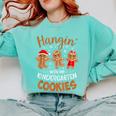 Hangin My Kindergarten Cookie Gingerbread Christmas Teacher For Men Women Kids Comfort Colors Sweatshirt Chalky Mint