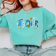 Hanukkah Leopard Plaid Teacher Chanukah Jewish Women Men Comfort Colors Sweatshirt Chalky Mint