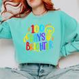 Happy 100th Day Of School 100 Days Brighter Girls Teacher Comfort Colors Sweatshirt Chalky Mint