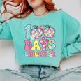 Happy 100th Day Of School 100 Days Brighter Teachers Kids Comfort Colors Sweatshirt Chalky Mint