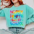 Happy 100th Day Of School Teacher Student 100 Days Tie Dye Men Women Kids Comfort Colors Sweatshirt Chalky Mint