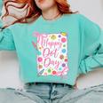 Happy Dot Day Bow Coquette For Teacher Girls Comfort Colors Sweatshirt Chalky Mint