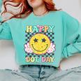 Happy Dot Day Hippie Flowers Smile Face Groovy Teacher Kids Comfort Colors Sweatshirt Chalky Mint Happy Dot Day Hippie Flowers Smile Face Groovy Teacher Kids Comfort Colors Sweatshirt Chalky Mint