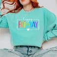 Happy Fri-Yay Fri Yay Teacher Student Friday Weekend Comfort Colors Sweatshirt Chalky Mint