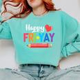 Happy Fri-Yay Friday Lovers Fun Teacher Life Weekend Comfort Colors Sweatshirt Chalky Mint Happy Fri-Yay Friday Lovers Fun Teacher Life Weekend Comfort Colors Sweatshirt Chalky Mint