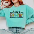 Happy Fri-Yay Friday Lovers Teacher Fri Yay Weekend Comfort Colors Sweatshirt Chalky Mint