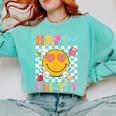 Happy Fri-Yay Groovy Teacher Friday Weekend Fri Yay Comfort Colors Sweatshirt Chalky Mint