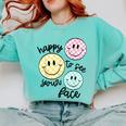 Happy To See Your Face Smile Face Teacher Back To School Comfort Colors Sweatshirt Chalky Mint Happy To See Your Face Smile Face Teacher Back To School Comfort Colors Sweatshirt Chalky Mint