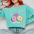 Happy To See Your Face Smile Face Teacher Back To School Comfort Colors Sweatshirt Chalky Mint Happy To See Your Face Smile Face Teacher Back To School Comfort Colors Sweatshirt Chalky Mint