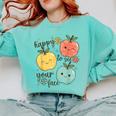 Happy To See Your Face Teacher Apple Comfort Colors Sweatshirt Chalky Mint Happy To See Your Face Teacher Apple Comfort Colors Sweatshirt Chalky Mint