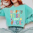 Happy To See Your Face Teacher Retro Back To School Comfort Colors Sweatshirt Chalky Mint