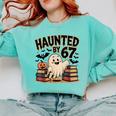 Haunted By 67 Teacher Ghost Pumpkin Halloween Costum Comfort Colors Sweatshirt Chalky Mint Haunted By 67 Teacher Ghost Pumpkin Halloween Costum Comfort Colors Sweatshirt Chalky Mint