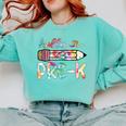 Hello Pre-K Pencil Teacher Student Tie Dye Comfort Colors Sweatshirt Chalky Mint Hello Pre-K Pencil Teacher Student Tie Dye Comfort Colors Sweatshirt Chalky Mint