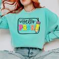 Hello Pre-K Team Preschool Teacher Kids Back To School Comfort Colors Sweatshirt Chalky Mint Hello Pre-K Team Preschool Teacher Kids Back To School Comfort Colors Sweatshirt Chalky Mint