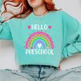 Hello Preschool Teacher Student Girls Rainbow Back To School Comfort Colors Sweatshirt Chalky Mint