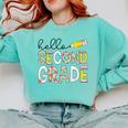 Hello Second Grade Team 2nd Grade Back To School Teacher Kid Comfort Colors Sweatshirt Chalky Mint