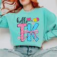 Hello TK Transitional Kindergarten Back To School Teacher Comfort Colors Sweatshirt Chalky Mint