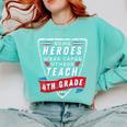Some Heroes Wear Capes Others Teach 4th Grade Teacher Men Women Kids Comfort Colors Sweatshirt Chalky Mint