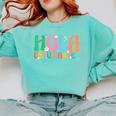 Hola Estudiantes Maestra Back To School Spanish Teacher Comfort Colors Sweatshirt Chalky Mint