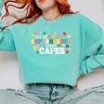 Hot All Superheroes Wear Capes Cute Teacher End Of School Comfort Colors Sweatshirt Chalky Mint