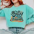 I'm Batty About My Students Watercolor Bat Teacher Halloween Comfort Colors Sweatshirt Chalky Mint I'm Batty About My Students Watercolor Bat Teacher Halloween Comfort Colors Sweatshirt Chalky Mint