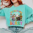 Inclusion Isnt Scary Halloween Skeleton Ghost Sped Teacher Comfort Colors Sweatshirt Chalky Mint