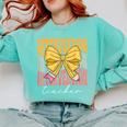 Interventionist Teacher Groovy Coquette Bow Back To School Comfort Colors Sweatshirt Chalky Mint