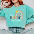 It's A Beautiful Day To Learn Cute Rainbow Boho Teacher Comfort Colors Sweatshirt Chalky Mint It's A Beautiful Day To Learn Cute Rainbow Boho Teacher Comfort Colors Sweatshirt Chalky Mint