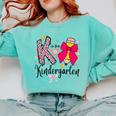 K Is For Kindergarten Teacher Coquette Bow Back To School Comfort Colors Sweatshirt Chalky Mint