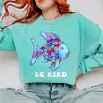 Be Kind Rainbow Fish Teacher Life Teaching Back To School Comfort Colors Sweatshirt Chalky Mint Be Kind Rainbow Fish Teacher Life Teaching Back To School Comfort Colors Sweatshirt Chalky Mint