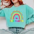 Kindergarten Rainbow Girls Boys Teacher First Day Of School Comfort Colors Sweatshirt Chalky Mint
