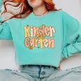 Kindergarten Teacher Fall Pumpkin Autumn Cute Comfort Colors Sweatshirt Chalky Mint