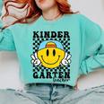 Kindergarten Teacher Hippie Smile Face Back School Comfort Colors Sweatshirt Chalky Mint