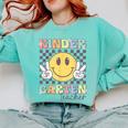 Kindergarten Teacher Team Hippie Smile Face Back To School Comfort Colors Sweatshirt Chalky Mint Kindergarten Teacher Team Hippie Smile Face Back To School Comfort Colors Sweatshirt Chalky Mint