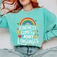 Kindness Comes In Many Languages ESL English Teacher Comfort Colors Sweatshirt Chalky Mint Kindness Comes In Many Languages ESL English Teacher Comfort Colors Sweatshirt Chalky Mint