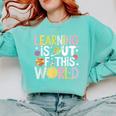 Learning Is Out Of This World Space Teacher Cute Groovy Comfort Colors Sweatshirt Chalky Mint