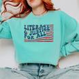 Literacy Justice For All Teacher Comfort Colors Sweatshirt Chalky Mint Literacy Justice For All Teacher Comfort Colors Sweatshirt Chalky Mint
