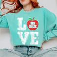 LOVE Apple 3rd Grade Teacher Student School Comfort Colors Sweatshirt Chalky Mint LOVE Apple 3rd Grade Teacher Student School Comfort Colors Sweatshirt Chalky Mint