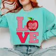 Love Kindergarten Cute Apple School Teacher Comfort Colors Sweatshirt Chalky Mint Love Kindergarten Cute Apple School Teacher Comfort Colors Sweatshirt Chalky Mint