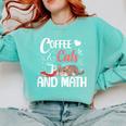 I Love Math Cats And Coffee Heart Mathematics Teacher Comfort Colors Sweatshirt Chalky Mint