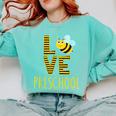 Love Preschool Back To School Yellow Bee Preschool Teacher For Men Women Girls Kids Comfort Colors Sweatshirt Chalky Mint